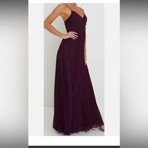 New NWOT Sensational Charmer Purple Pleated Sleeveless Maxi Dress size L